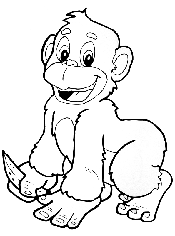 Веселая обезьяна с бананом