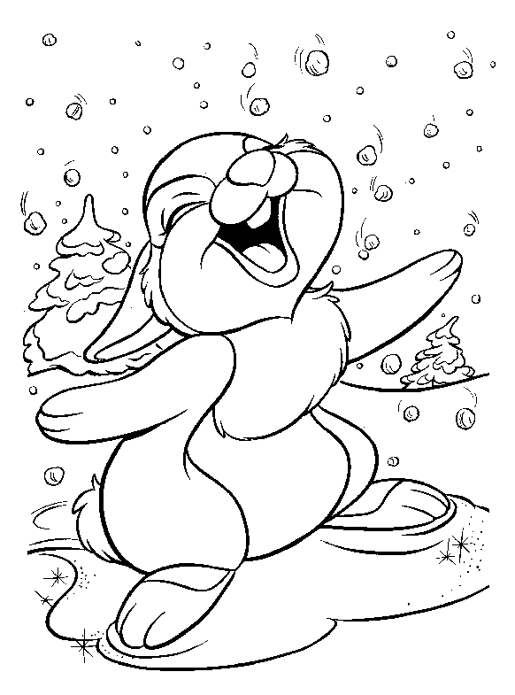 Зайчик радуется снегу