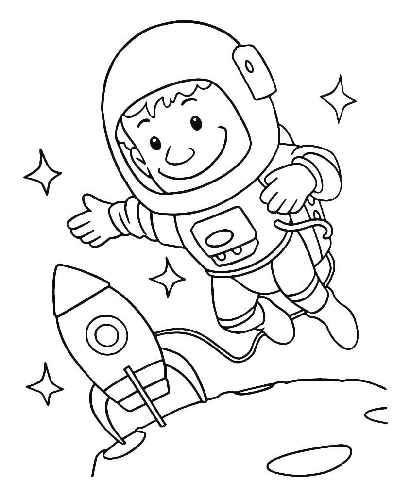 Раскраска космонавт для детей 3-4 лет