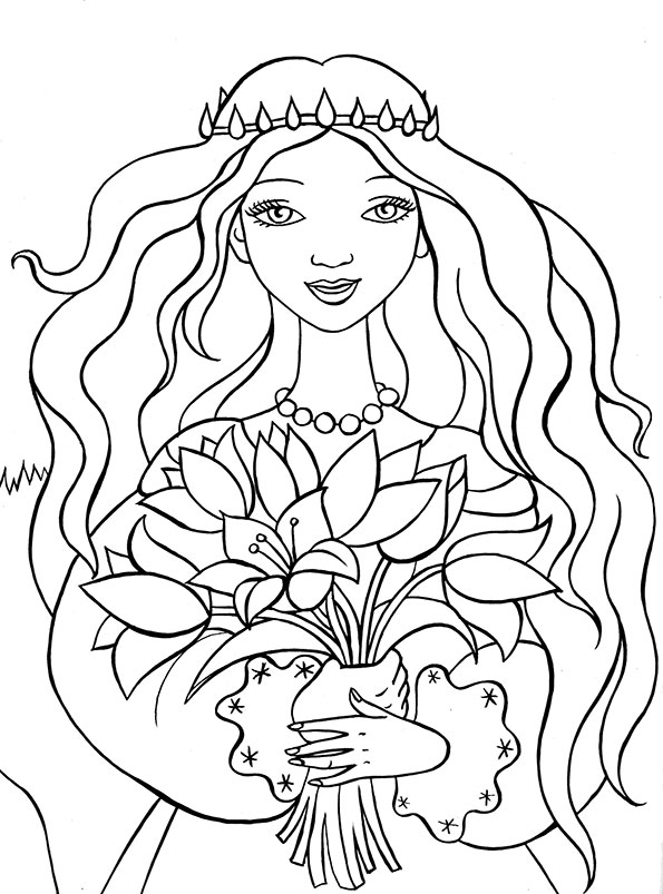 Принцесса с букетом цветов