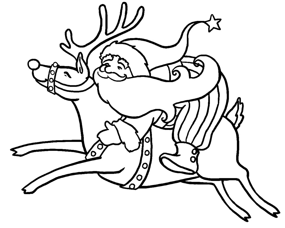 Санта-Клаус мчится на олене верхом