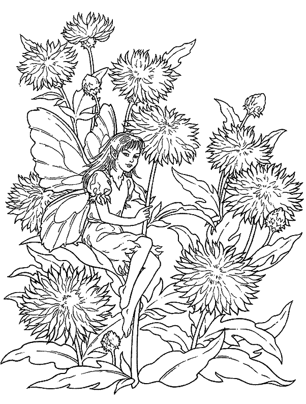 Эльф на листе хризантемы