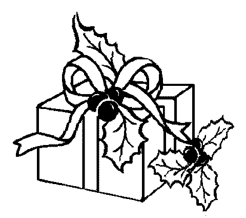Подарок, украшенный листьями и ягодами остролиста