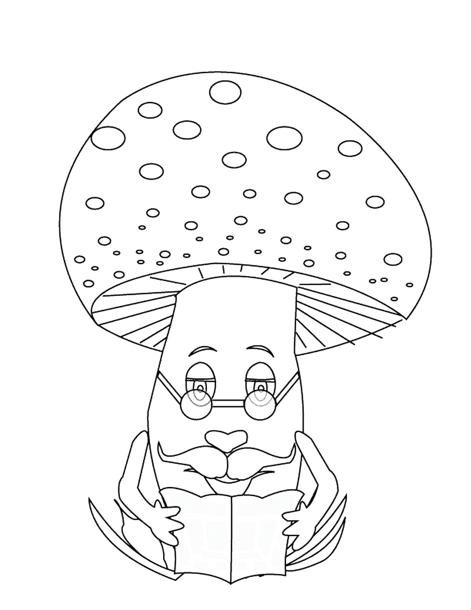 Сказочный гриб раскраска