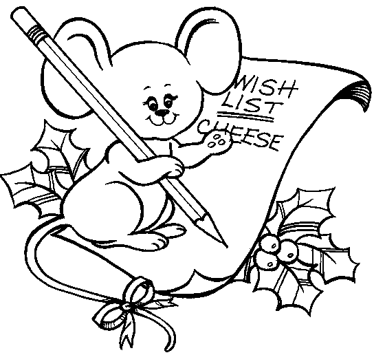 Мышка с листом пожеланий на Новый год