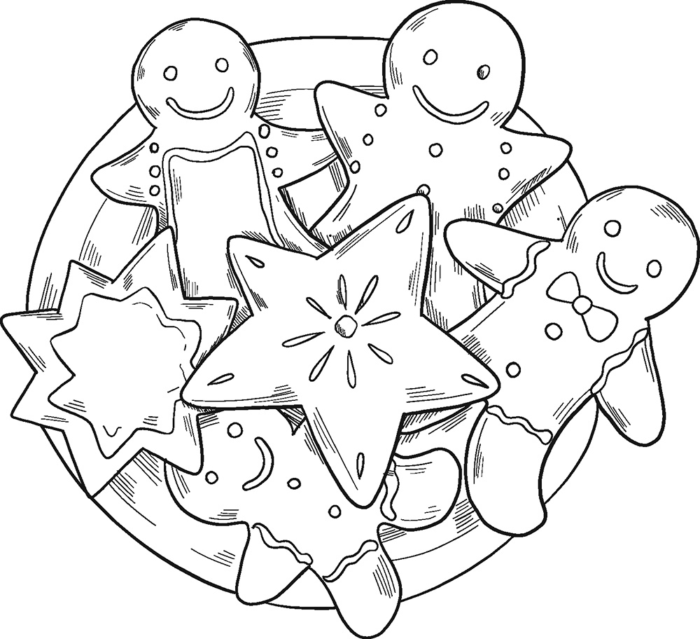 Рождественское печенье в виде человечков и звезд