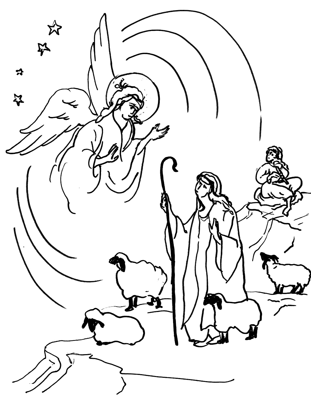 Раскраска явление ангелов пастухам