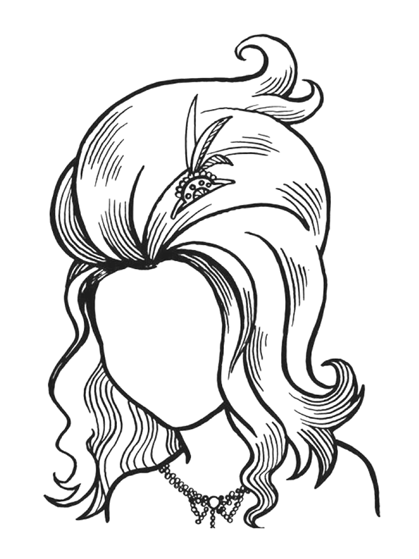 Дорисуй портрет: девушка с заколкой-брошью в волосах