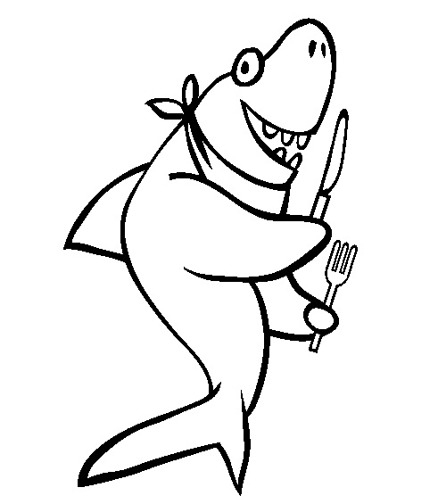Акула с ножом и вилкой