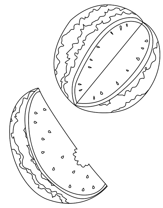 Арбуз с вырезанным и надкусанным ломтем
