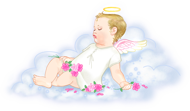 Малыш-ангелок спит на облачке