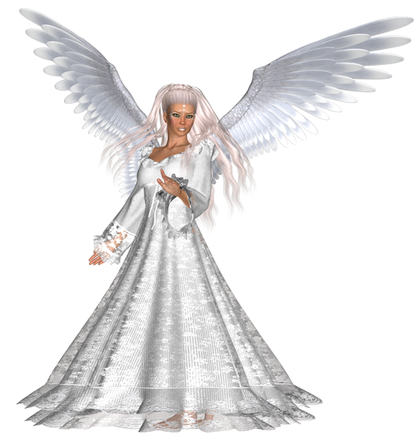 Женщина-ангел в белом одеянии