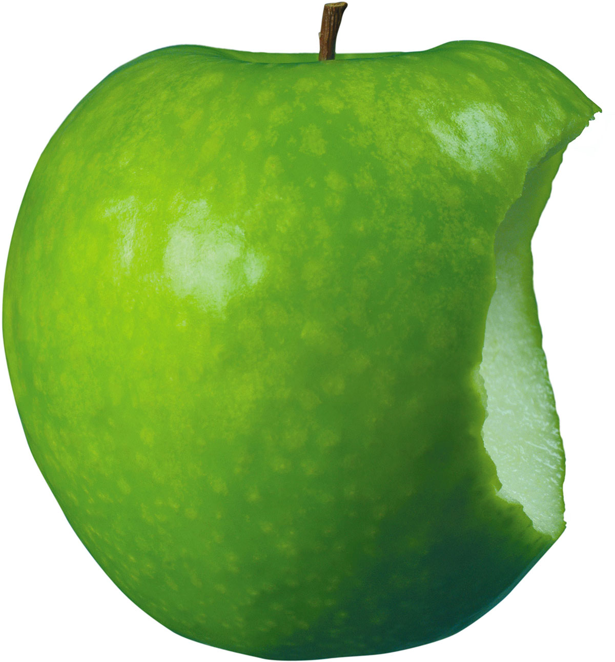 Надкусанное светло-зеленое яблоко