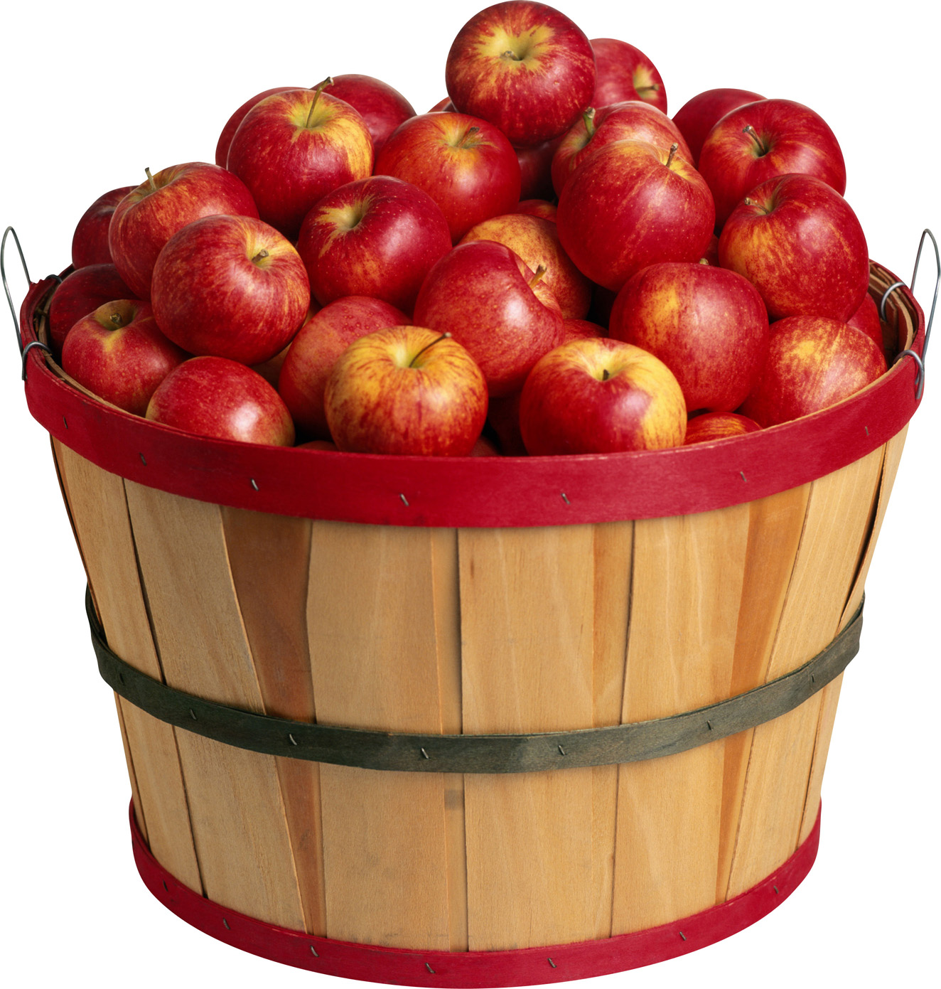 Лубяное ведерко с красными яблоками