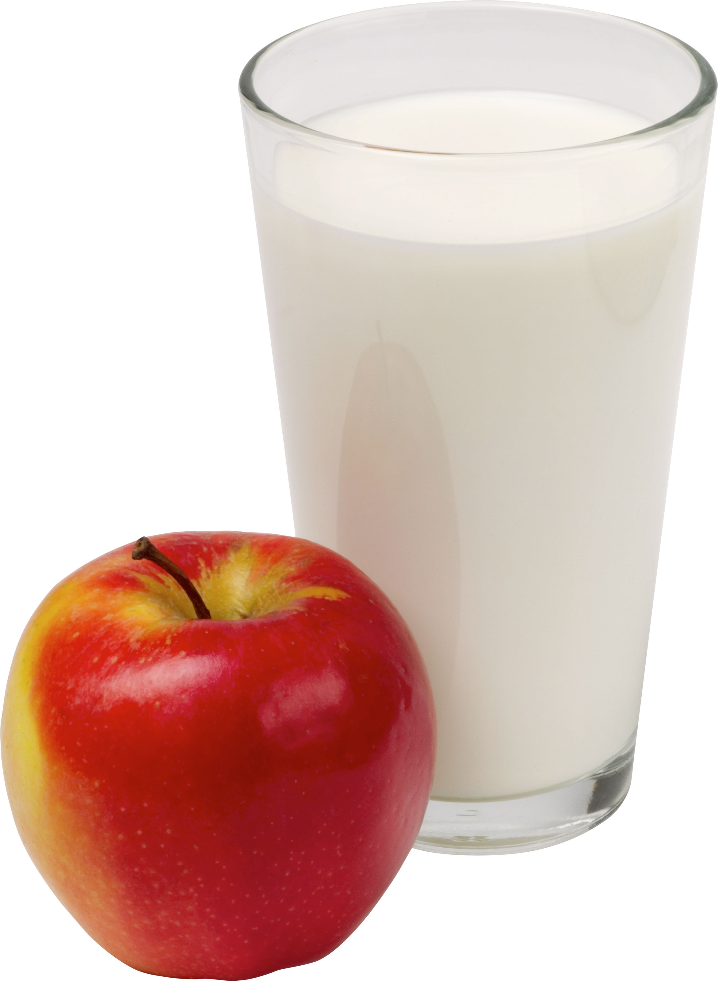 Красное яблоко и стакан молока