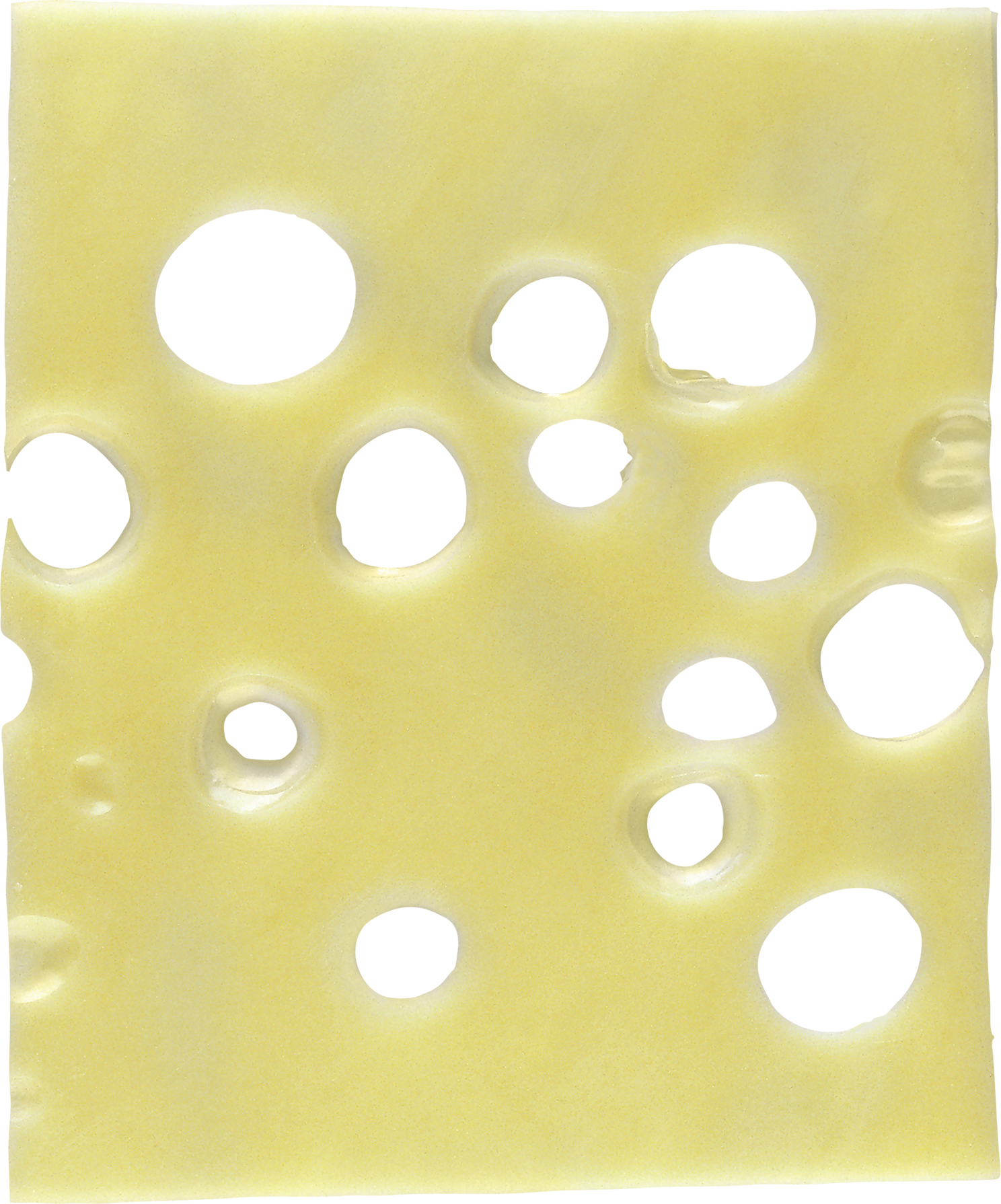 Тонкий ломтик сыра с большими дырками