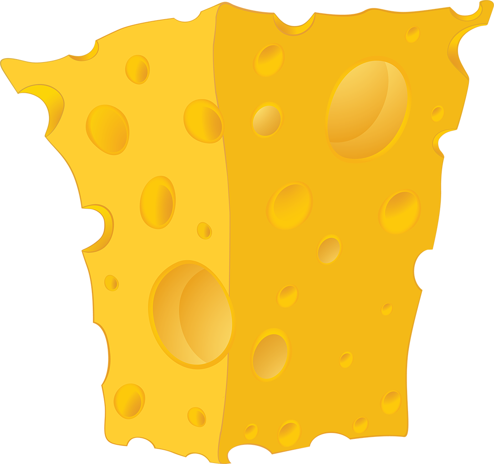Кусок сыра с огромными дырками. Картинка в формате PNG на прозрачном фоне