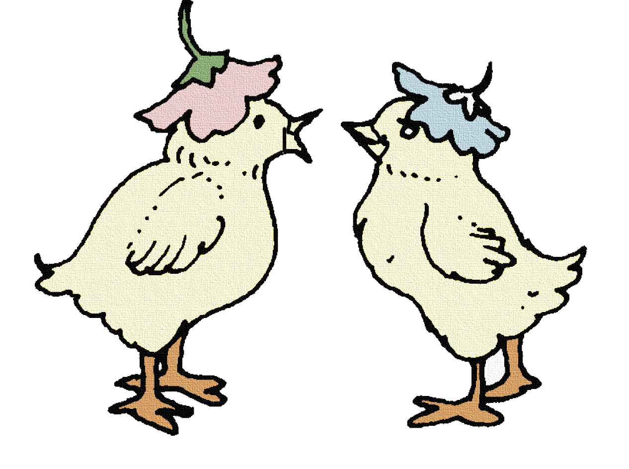 Два цыплёнка с панамками-цветками