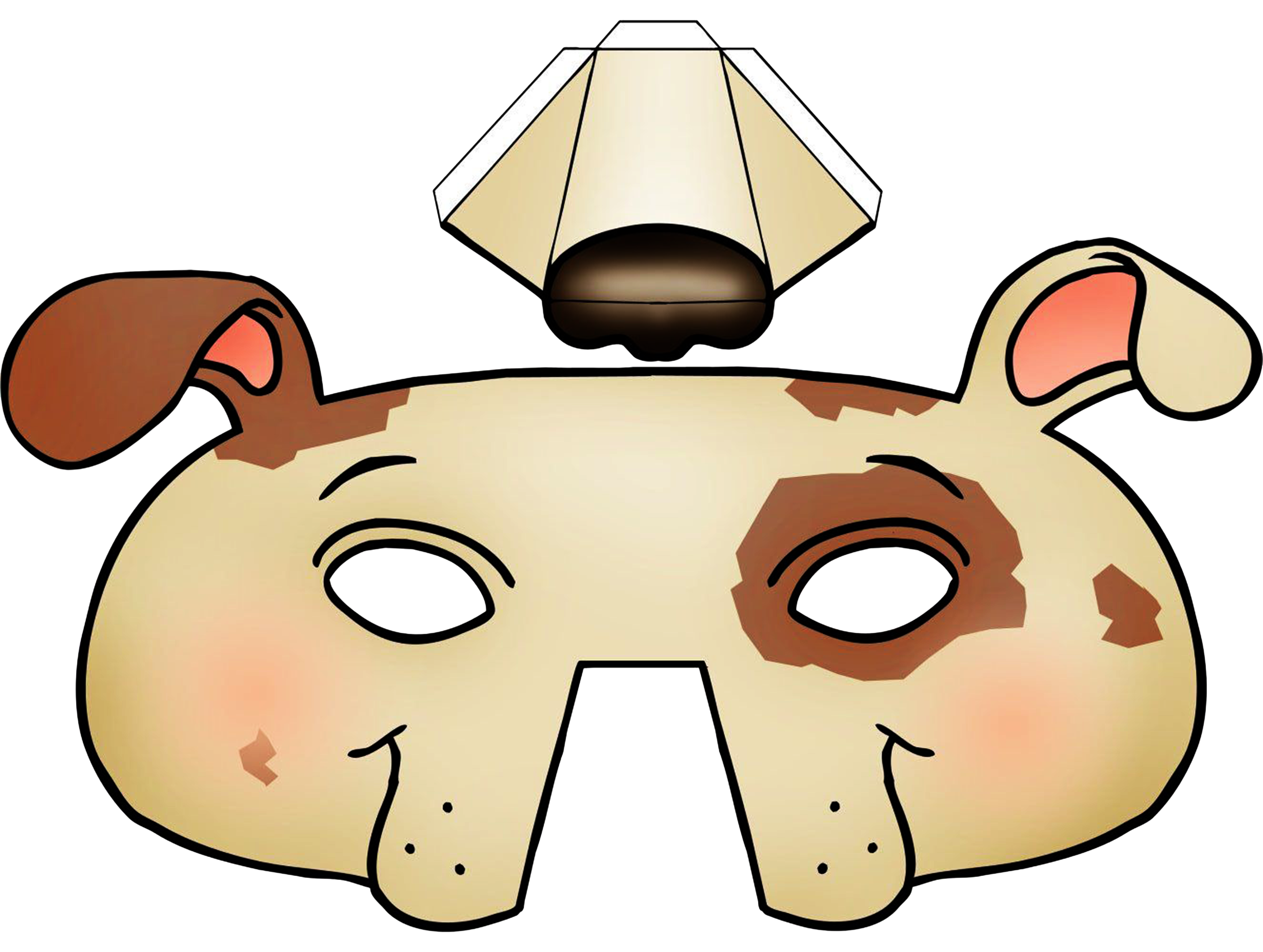 Маски животных для детей. Маска собаки. Объемные маски для детей. Маска из картона.