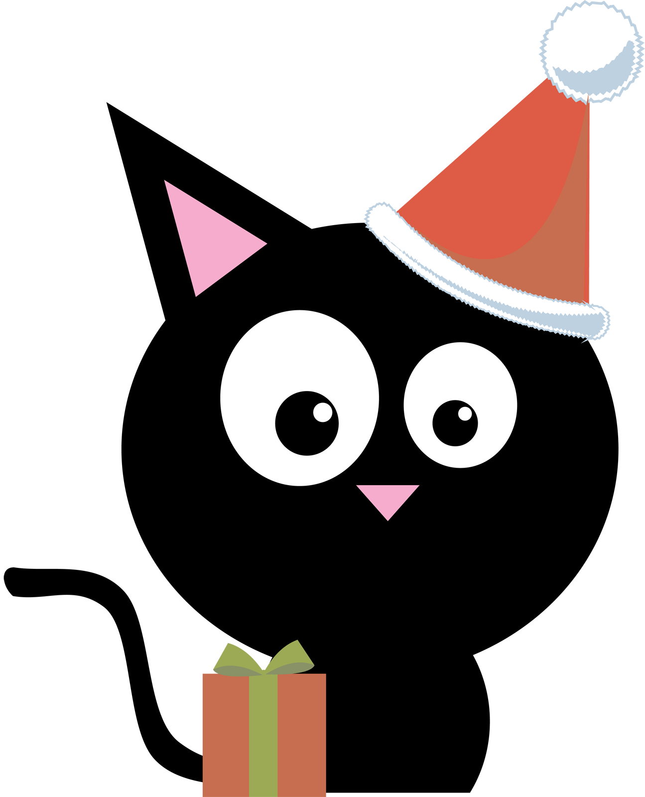 Черный котик с подарком