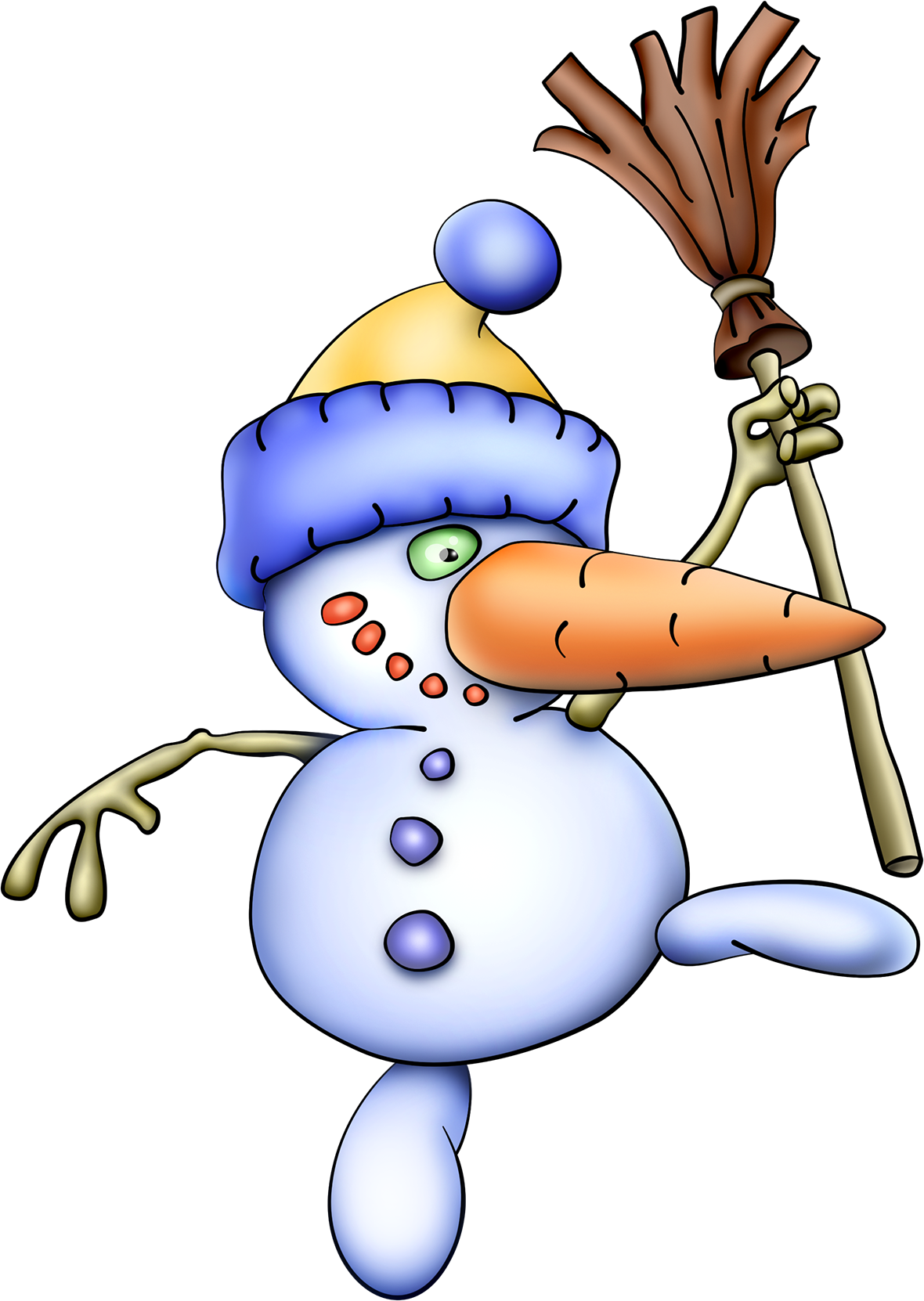Танцующий снеговик. Клипарт на прозрачном фоне